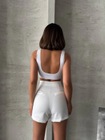 Piliseli Düğmeli Şort Etek Beyaz S25813 (Beden: M) - Görsel 5