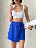 Fiyonklu Şort Etek Saks S255021 (Beden: M)