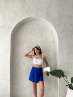 Fiyonklu Şort Etek Saks S255021 (Beden: M) - Görsel 6