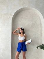 Fiyonklu Şort Etek Saks S255021 (Beden: M) - Görsel 4