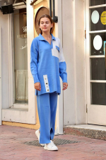 Kuş Gözü Triko Takım Mavi (Beden: Standart) - Görsel 2