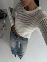 Triko Transparent Bluz Beyaz (Beden: Standart) - Görsel 3