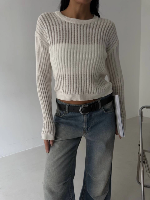 Triko Transparent Bluz Beyaz (Beden: Standart)