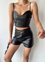 Tokalı Deri Şort Siyah S24444 (Beden: M) - Görsel 4