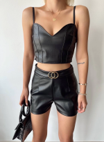 Tokalı Deri Şort Siyah S24444 (Beden: M) - Görsel 3