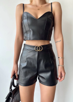 Tokalı Deri Şort Siyah S24444 (Beden: L) - Görsel 2