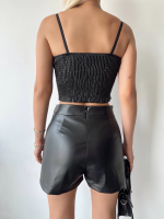 Tokalı Deri Şort Siyah S24444 (Beden: Xl) - Görsel 5