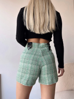 Çıtçıtlı Siyah Köprü Tüvit Şort Yeşil (Beden: S) - Görsel 3