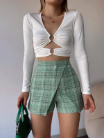 Kapaklı Tüvit Şort Etek Yeşil (Beden: S) - Görsel 3