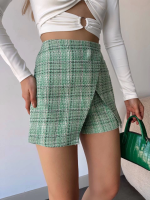 Kapaklı Tüvit Şort Etek Yeşil (Beden: M) - Görsel 2