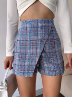 Kapaklı Tüvit Şort Etek Mavi (Beden: L) - Görsel 4