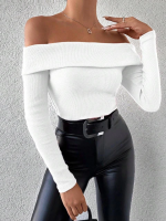 Uzun Kol Madonna Yaka Bluz Beyaz (Beden: L)