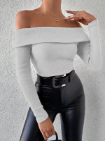 Uzun Kol Madonna Yaka Bluz Gri (Beden: S) - Görsel 2