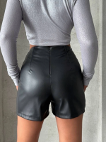 Parçalı Cepli Deri Şort Siyah W26312 (Beden: Xl) - Görsel 7