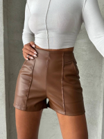 Parçalı Cepli Deri Şort Taba W26312 (Beden: Xl) - Görsel 6