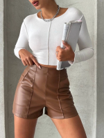 Parçalı Cepli Deri Şort Taba W26312 (Beden: Xl) - Görsel 7