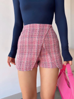 Kapaklı Tüvit Şort Etek Kırmızı (Beden: L)