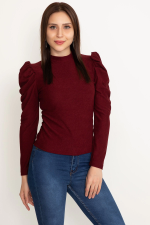 Prenses Kol Bluz Bordo W3125 (Beden: M)