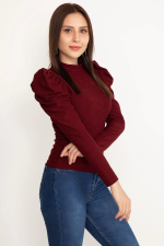Prenses Kol Bluz Bordo W3125 (Beden: L) - Görsel 3