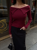 Kelebek Yaka Uzun Kol Bluz Bordo (Beden: L) - Görsel 2