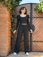 Fitilli Prenses Kol Alt Üst Takım Siyah (Beden: M)