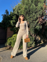 Fitilli Prenses Kol Alt Üst Takım Bej (Beden: S) - Görsel 3