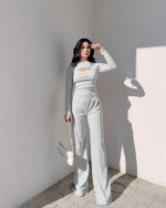 Pencereli Detaylı Alt Üst Takım Gri W3864 (Beden: M) - Görsel 3