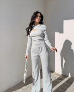 Pencereli Detaylı Alt Üst Takım Gri W3864 (Beden: M) - Görsel 2