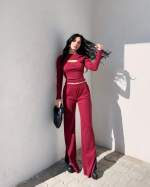 Pencereli Detaylı Alt Üst Takım Bordo W3864 (Beden: M) - Görsel 3