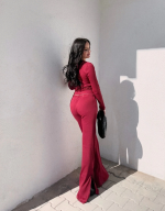 Pencereli Detaylı Alt Üst Takım Bordo W3864 (Beden: L) - Görsel 4