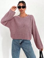 Salaş Delik Detaylı Kazak Pembe (Beden: Standart) - Görsel 3