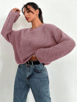 Salaş Delik Detaylı Kazak Pembe (Beden: Standart)