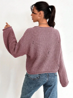 Salaş Delik Detaylı Kazak Pembe (Beden: Standart) - Görsel 2