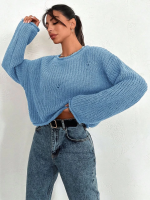 Salaş Delik Detaylı Kazak Mavi (Beden: Standart)