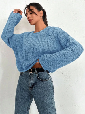 Salaş Delik Detaylı Kazak Mavi (Beden: Standart)