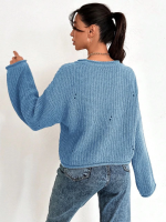 Salaş Delik Detaylı Kazak Mavi (Beden: Standart) - Görsel 4