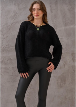 Salaş Delik Detaylı Kazak Siyah (Beden: Standart)