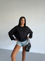 2 İplik Bisiklet Yaka Sweat Siyah F2339 (Beden: S) - Görsel 2