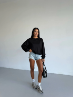 2 İplik Bisiklet Yaka Sweat Siyah F2339 (Beden: M) - Görsel 5