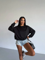 2 İplik Bisiklet Yaka Sweat Siyah F2339 (Beden: L) - Görsel 4