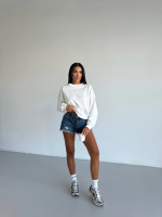 2 İplik Bisiklet Yaka Sweat Beyaz F2339 (Beden: M) - Görsel 2