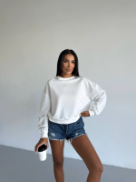 2 İplik Bisiklet Yaka Sweat Beyaz F2339 (Beden: M)