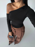 Omuz Detaylı Kollu Bluz Siyah F2336 (Beden: S) - Görsel 4