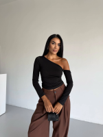 Omuz Detaylı Kollu Bluz Siyah F2336 (Beden: M) - Görsel 2