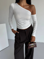 Omuz Detaylı Kollu Bluz Beyaz F2336 (Beden: S)