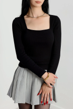 Çerçeve Yaka Kaşkorse Bluz Siyah (Beden: S) - Görsel 5