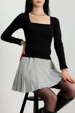 Çerçeve Yaka Kaşkorse Bluz Siyah (Beden: S) - Görsel 6