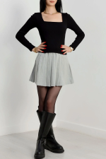 Çerçeve Yaka Kaşkorse Bluz Siyah (Beden: S) - Görsel 3