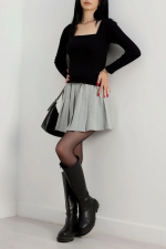 Çerçeve Yaka Kaşkorse Bluz Siyah (Beden: S) - Görsel 4