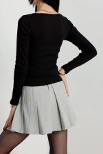 Çerçeve Yaka Kaşkorse Bluz Siyah (Beden: L) - Görsel 2